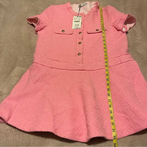 Zara Chic Pink Tweed Textured Mini Dress XL - Picture 9 of 11